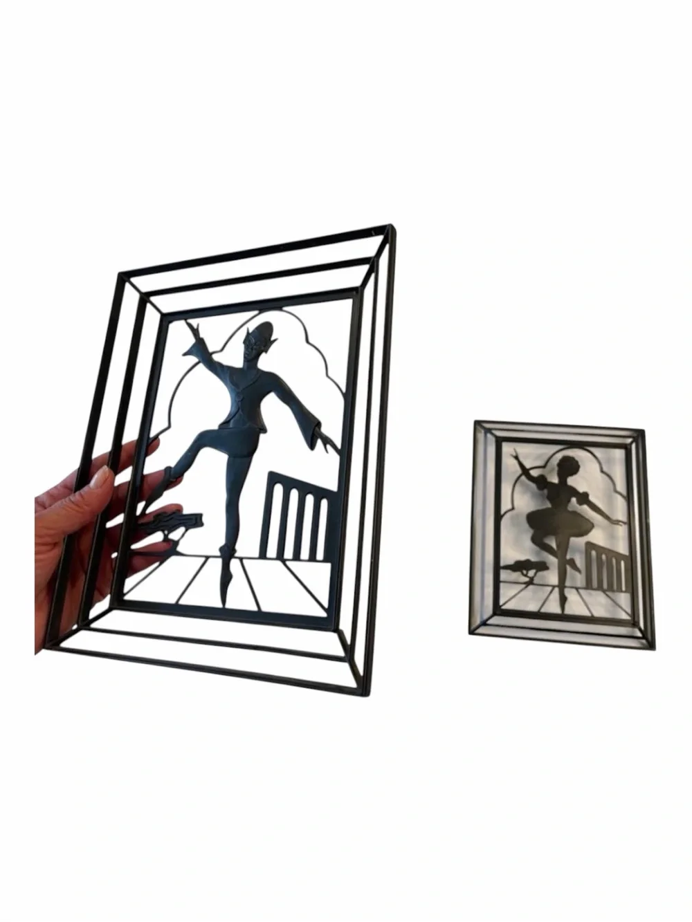 Vintage Black Plastic Ballerina & Acrobat Wall Art Set/Decor